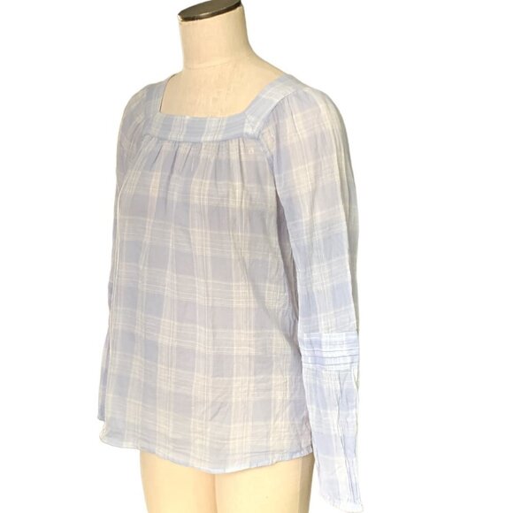LC Lauren Conrad 100% Cotton Plaid Peasant Blouse Sz S #98F - Picture 2 of 6